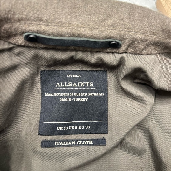 All Saints Zulia Biker Jacket/coat in Khaki Green US 6 trendy designer - Picture 10 of 11